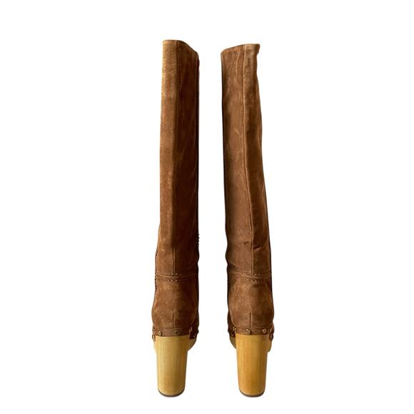 Veronica Beard Glendale Hazelwood Suede Clog Knee High Boots Size 7.5 NEW - Picture 6 of 16